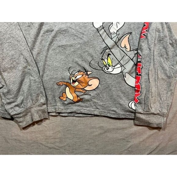 Tom Jerry Shirt Boys 3XL‎ Grey Long Sleeve Pullover Tee Unisex Kids Youth - Picture 3 of 8